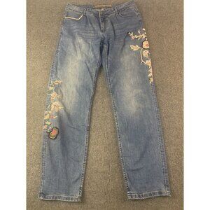 Desigual Womens Cotton Blend Embroidered Jeans Size 32x32 Multicolor